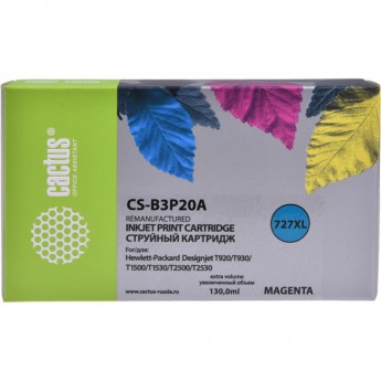 Струйный картридж CACTUS CS-B3P20A (HP 727) для HP DesignJet T920 ePrinter (CR354A), T930, T1500 ePrinter (CR356A), T1500 PostScript (CR357A), T1530, T2500 eMFP (CR358A), T2530, увеличенной емкости, пурпурный, 130 мл Струйный картридж CACTUS CS-B3P20A (HP 727) для HP DesignJet T920 ePrinter (CR354A), T930, T1500 ePrinter (CR356A), T1500 PostScript (CR357A), T1530, T2500 eMFP (CR358A), T2530, увеличенной емкости, пурпурный, 130 мл