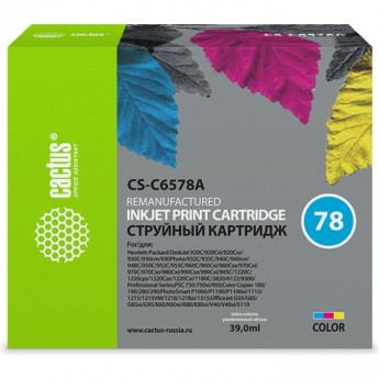 Струйный картридж CACTUS CS-C6578A (HP 78XL) для HP DeskJet 916, 920, 940, 1180, 1220, 3810, 9300; OfficeJet 5105, 5110, G85, K80, V45; PhotoSmart 1100, 1215, 1315, P1100; PSC 720, 950; Fax 1220, увеличенной емкости, цветной, 39 мл Струйный картридж CACTUS CS-C6578A (HP 78XL) для HP DeskJet 916, 920, 940, 1180, 1220, 3810, 9300; OfficeJet 5105, 5110, G85, K80, V45; PhotoSmart 1100, 1215, 1315, P1100; PSC 720, 950; Fax 1220, увеличенной емкости, цветной, 39 мл