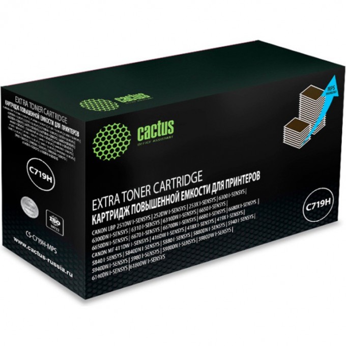 Лазерный картридж CACTUS (Cartridge 719H) для Canon LaserBase MF5840 i-Sensys, MF5880 i-Sensys, MF5940 i-Sensys, MF5980 i-Sensys, LBP 6300 i-Sensys, 6310 i-Sensys, черный, увеличенной емкости, 8 000 стр. CS-C719H-MPS Лазерный картридж CACTUS (Cartridge 719H) для Canon LaserBase MF5840 i-Sensys, MF5880 i-Sensys, MF5940 i-Sensys, MF5980 i-Sensys, LBP 6300 i-Sensys, 6310 i-Sensys, черный, увеличенной емкости, 8 000 стр. CS-C719H-MPS