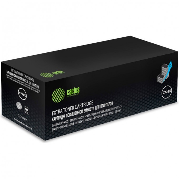 Лазерный картридж CACTUS (Cartridge 725) для Canon LBP 6000 i-Sensys, 6000b i-Sensys, 6020 i-Sensys, 6020b i-Sensys, 6030 i-Sensys, 6030b i-Sensys, 6030w i-Sensys, черный, увеличенной емкости, 3 000 стр. CS-C725X-MPS Лазерный картридж CACTUS (Cartridge 725) для Canon LBP 6000 i-Sensys, 6000b i-Sensys, 6020 i-Sensys, 6020b i-Sensys, 6030 i-Sensys, 6030b i-Sensys, 6030w i-Sensys, черный, увеличенной емкости, 3 000 стр. CS-C725X-MPS