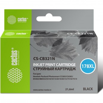 Струйный картридж CACTUS CS-CB321N (HP 178XL) для принтеров HP DeskJet 3070A B611, 3522; PhotoSmart 5510 B111, 5520, 7520, B010, B110, B209, B210, B8553, C310, C410, C5300, C5380, C6383, D5460, увеличенной емкости, черный, 21,6 мл Струйный картридж CACTUS CS-CB321N (HP 178XL) для принтеров HP DeskJet 3070A B611, 3522; PhotoSmart 5510 B111, 5520, 7520, B010, B110, B209, B210, B8553, C310, C410, C5300, C5380, C6383, D5460, увеличенной емкости, черный, 21,6 мл