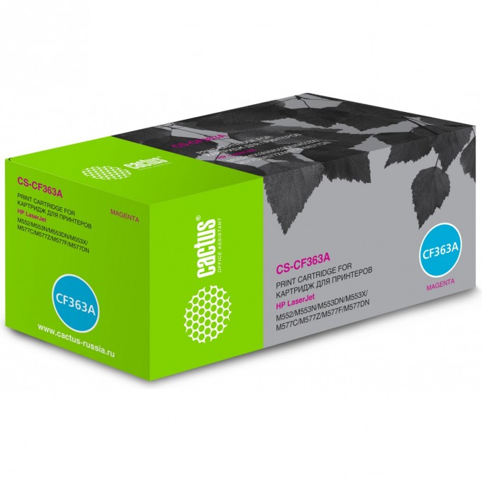 Лазерный картридж CACTUS (HP 508A) для HP Color LaserJet M552dn Enterprise, M553 series, M553dn Enterprise, M553n Enterprise, M553x Enterprise, M577c Enterprise, M577dn Enterprise, M577f Enterprise, пурпурный, 5 000 стр. CS-CF363A Лазерный картридж CACTUS (HP 508A) для HP Color LaserJet M552dn Enterprise, M553 series, M553dn Enterprise, M553n Enterprise, M553x Enterprise, M577c Enterprise, M577dn Enterprise, M577f Enterprise, пурпурный, 5 000 стр. CS-CF363A