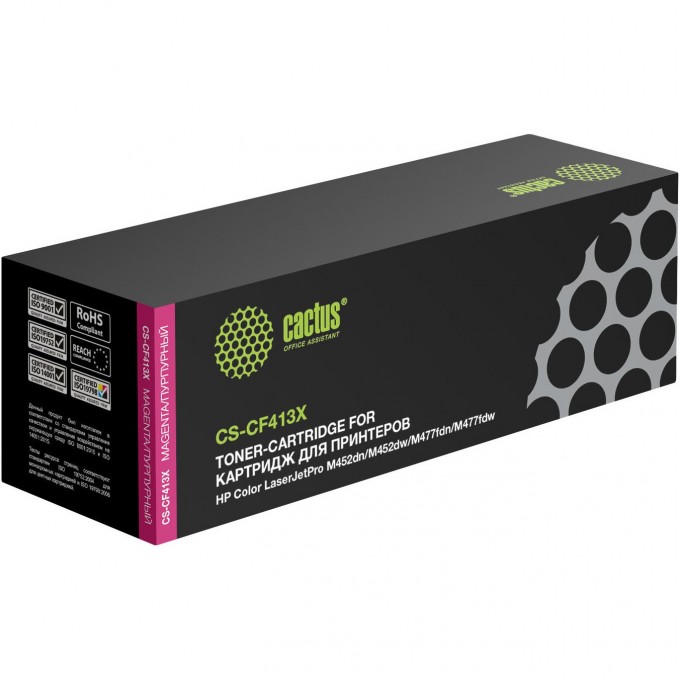 Лазерный картридж CACTUS (HP 410X) для HP Color LaserJet M377, M377dw (M5H23A), M452 Pro, M452dn Pro (CF389A), M452nw Pro (CF388A), M477, M477fdn, M477fdw, M477fnw, пурпурный, увеличенной емкости, 5 000 стр. CS-CF413X Лазерный картридж CACTUS (HP 410X) для HP Color LaserJet M377, M377dw (M5H23A), M452 Pro, M452dn Pro (CF389A), M452nw Pro (CF388A), M477, M477fdn, M477fdw, M477fnw, пурпурный, увеличенной емкости, 5 000 стр. CS-CF413X