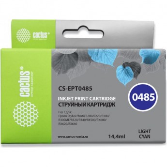 Струйный картридж CACTUS CS-EPT0485 (T0485) для принтеров Epson PM A870, D770; Epson Stylus Photo R200, R210, R220, R300, R310, R320, R340, R350, RX300, RX320, RX500, RX510, RX600, RX620, RX630, RX640, светло-голубой, 14,4 мл Струйный картридж CACTUS CS-EPT0485 (T0485) для принтеров Epson PM A870, D770; Epson Stylus Photo R200, R210, R220, R300, R310, R320, R340, R350, RX300, RX320, RX500, RX510, RX600, RX620, RX630, RX640, светло-голубой, 14,4 мл