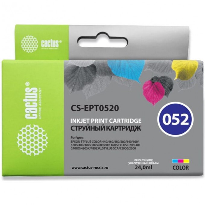 Струйный картридж CACTUS (T0520) для принтеров Epson Stylus Color 400, 440, 460, 600, 640, 650, 660, 670, 700, 740, 760, 800, 810, 850, 860, 1160, 1520; Epson Stylus Scan 2000, 2500, цветной, 24 мл CS-EPT0520 Струйный картридж CACTUS (T0520) для принтеров Epson Stylus Color 400, 440, 460, 600, 640, 650, 660, 670, 700, 740, 760, 800, 810, 850, 860, 1160, 1520; Epson Stylus Scan 2000, 2500, цветной, 24 мл CS-EPT0520