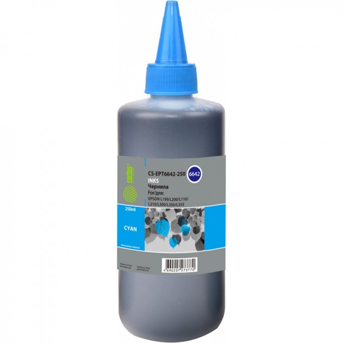 Чернила CACTUS (EPT6642) для Epson L100, L110, L120, L132, L200, L210, L222, L300, L312, L350, L355, L382, L386, L456, L486, L550, L555, L566, L605, L655, L1300, L1455, L3050, L3060, L3070, L362, L364, L366, голубой, 250 мл CS-EPT6642-250 Чернила CACTUS (EPT6642) для Epson L100, L110, L120, L132, L200, L210, L222, L300, L312, L350, L355, L382, L386, L456, L486, L550, L555, L566, L605, L655, L1300, L1455, L3050, L3060, L3070, L362, L364, L366, голубой, 250 мл CS-EPT6642-250