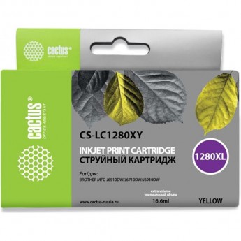 Струйный картридж CACTUS CS-LC1280XY (LC1280XL-Y) для принтеров Brother MFC J5910dw, MFC J6510, MFC J6510dw, MFC J6710, MFC J6710d, MFC J6710dw, MFC J6910, MFC J6910dw, увеличенной емкости, желтый, 16,6 мл Струйный картридж CACTUS CS-LC1280XY (LC1280XL-Y) для принтеров Brother MFC J5910dw, MFC J6510, MFC J6510dw, MFC J6710, MFC J6710d, MFC J6710dw, MFC J6910, MFC J6910dw, увеличенной емкости, желтый, 16,6 мл