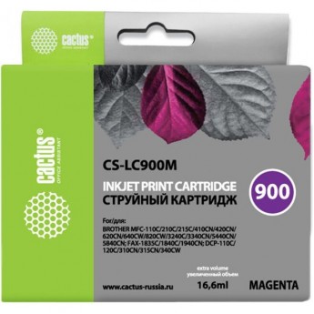 Струйный картридж CACTUS CS-LC900M (LC900M) для принтеров Brother DCP-110c, 115c, 117c, 120c, 310cn, 315cn, 340cw, MFC-210c, 215c, 3240c, 3340cn, 410cn, 425cn, 5440cn, 5840cn, 620cn, 640cw, пурпурный, 16,6 мл Струйный картридж CACTUS CS-LC900M (LC900M) для принтеров Brother DCP-110c, 115c, 117c, 120c, 310cn, 315cn, 340cw, MFC-210c, 215c, 3240c, 3340cn, 410cn, 425cn, 5440cn, 5840cn, 620cn, 640cw, пурпурный, 16,6 мл
