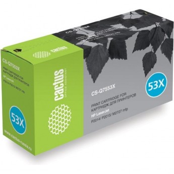 Лазерный картридж CACTUS CS-Q7553X (HP 53X) для HP LaserJet M2727 MFP, M2727nf MFP, M2727nfs MFP, P2010 series, P2012, P2014, P2012n, P2014n, P2015, P2015d, P2015dn, P2015dtn, P2015n, P2015x, черный, увеличенной емкости, 7 000 стр. Лазерный картридж CACTUS CS-Q7553X (HP 53X) для HP LaserJet M2727 MFP, M2727nf MFP, M2727nfs MFP, P2010 series, P2012, P2014, P2012n, P2014n, P2015, P2015d, P2015dn, P2015dtn, P2015n, P2015x, черный, увеличенной емкости, 7 000 стр.