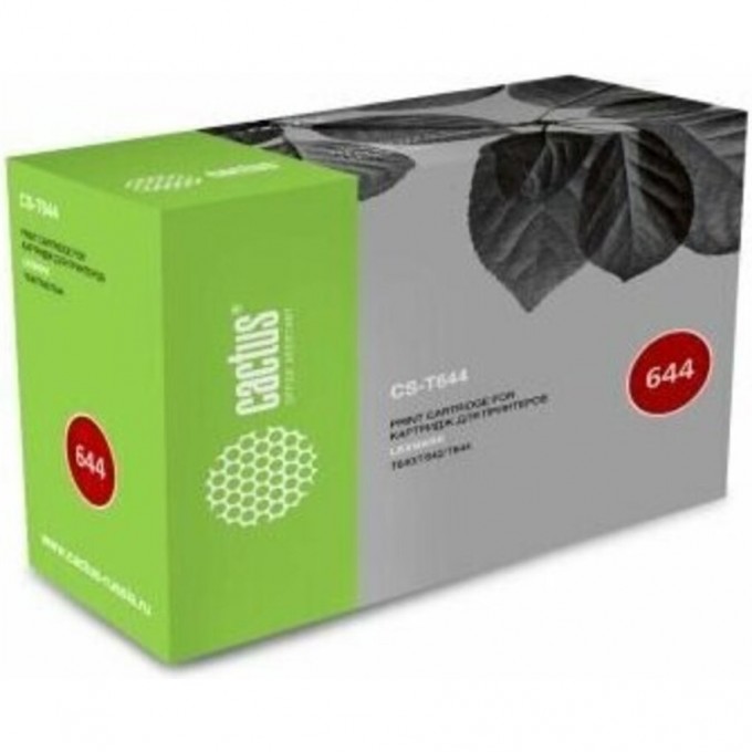 Лазерный Картридж CACTUS (64016HE) для Lexmark Optra T640, T640dn, T640dtn, T640n, T640tn, T642, T642dn, T642dtn, T642n, T642tn, T644, T644dn, T644dtn, T644n, черный, увеличенной емкости, 21 000 стр CS-T644 Лазерный Картридж CACTUS (64016HE) для Lexmark Optra T640, T640dn, T640dtn, T640n, T640tn, T642, T642dn, T642dtn, T642n, T642tn, T644, T644dn, T644dtn, T644n, черный, увеличенной емкости, 21 000 стр CS-T644