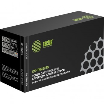 Лазерный картридж CACTUS CS-TN2275S (TN-2275) для принтеров Brother HL 2240r, HL 2240dr, HL 2250dnr; DCP 7060dr, DCP 7065dnr, DCP 7070dwr, MFC 7360nr, MFC 7860dwr, FAX 2845r, FAX 2940r, черный, 2 600 стр. Лазерный картридж CACTUS CS-TN2275S (TN-2275) для принтеров Brother HL 2240r, HL 2240dr, HL 2250dnr; DCP 7060dr, DCP 7065dnr, DCP 7070dwr, MFC 7360nr, MFC 7860dwr, FAX 2845r, FAX 2940r, черный, 2 600 стр.