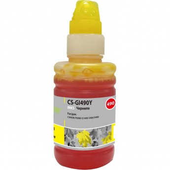 Чернила CACTUS CS-GI490Y для Canon Pixma G1400, G2400, G3400, желтый, 100 мл Чернила CACTUS CS-GI490Y для Canon Pixma G1400, G2400, G3400, желтый, 100 мл