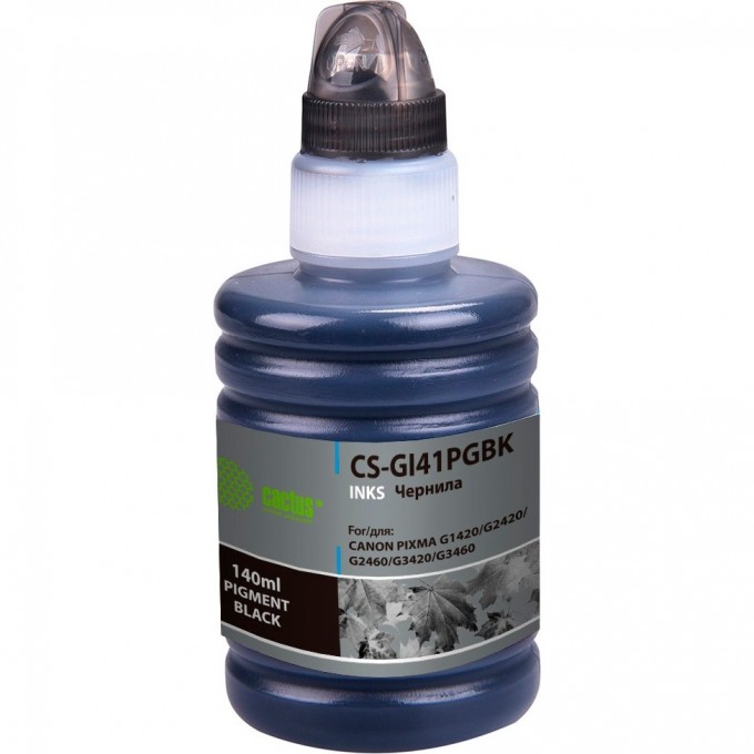 Чернила CACTUS для Canon Pixma G1420, G2420, G2460, G3420, G3460, черный, 140 мл CS-GI41PGBK Чернила CACTUS для Canon Pixma G1420, G2420, G2460, G3420, G3460, черный, 140 мл CS-GI41PGBK
