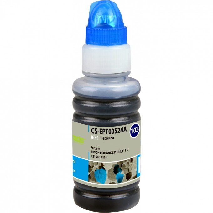 Чернила CACTUS для Epson Ecotank L1110, L3100, L3101, L3110, L3150, L3151, голубой, 70 мл CS-EPT00S24A Чернила CACTUS для Epson Ecotank L1110, L3100, L3101, L3110, L3150, L3151, голубой, 70 мл CS-EPT00S24A
