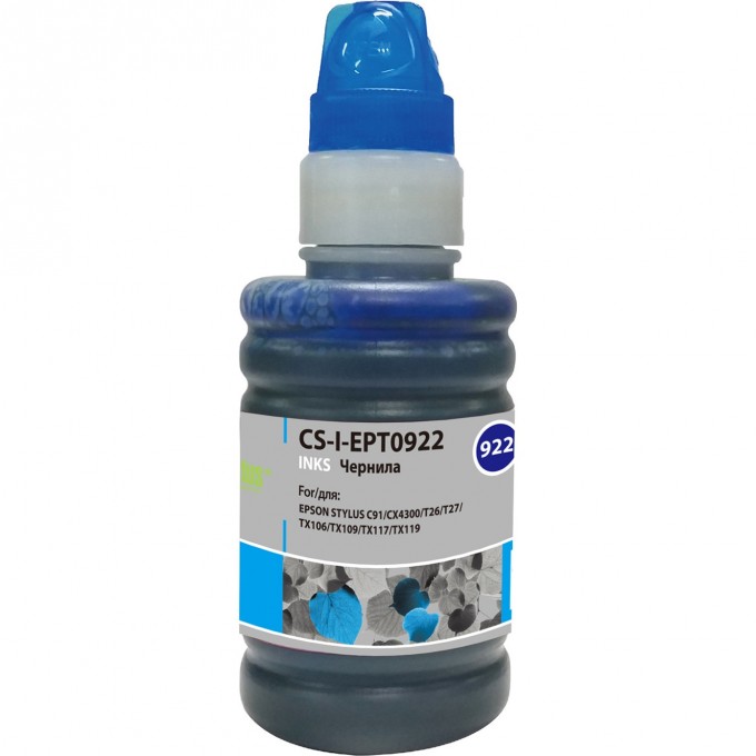 Чернила CACTUS для Epson Stylus C91, CX4300, T26, T27, TX106, TX109, голубой, 100 мл CS-I-EPT0922 Чернила CACTUS для Epson Stylus C91, CX4300, T26, T27, TX106, TX109, голубой, 100 мл CS-I-EPT0922