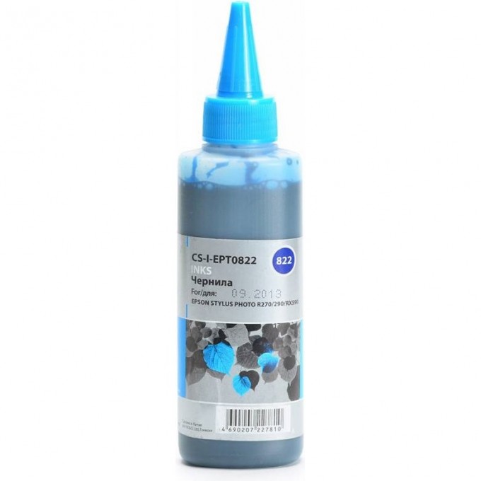 Чернила CACTUS для Epson Stylus Photo R270, 290, RX590, голубой, 100 мл CS-I-EPT0822 Чернила CACTUS для Epson Stylus Photo R270, 290, RX590, голубой, 100 мл CS-I-EPT0822