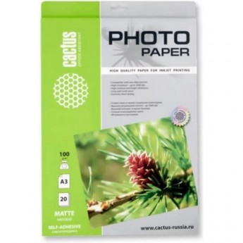 Фотобумага CACTUS CS-MSA310020, формат A3, 100г/м2, белая Фотобумага CACTUS CS-MSA310020, формат A3, 100г/м2, белая