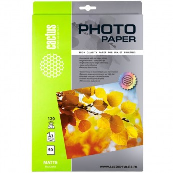 Фотобумага CACTUS CS-MA312050, формат A3, 120г/м2, белый Фотобумага CACTUS CS-MA312050, формат A3, 120г/м2, белый