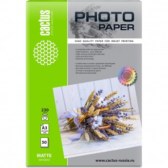 Фотобумага CACTUS CS-MA323050, формат A3, 230г/м2, белый Фотобумага CACTUS CS-MA323050, формат A3, 230г/м2, белый
