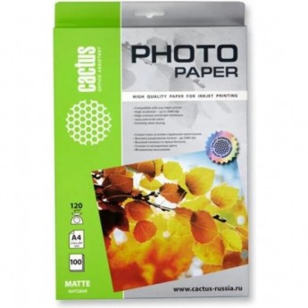 Фотобумага CACTUS CS-MA4120100, формат A4, 120г/м2, белая Фотобумага CACTUS CS-MA4120100, формат A4, 120г/м2, белая