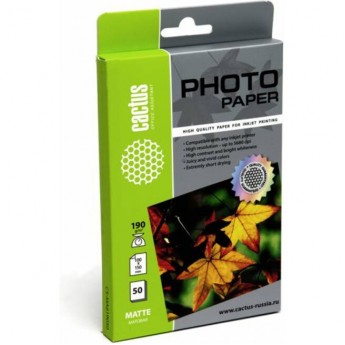 Фотобумага CACTUS CS-MA619050, формат А6, 190г/м2, белая Фотобумага CACTUS CS-MA619050, формат А6, 190г/м2, белая