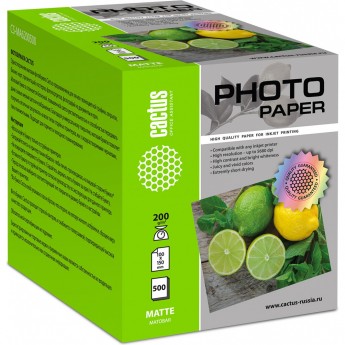 Фотобумага CACTUS CS-MA6200500, формат А6, 200г/м2, белая Фотобумага CACTUS CS-MA6200500, формат А6, 200г/м2, белая
