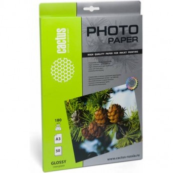 Фотобумага CACTUS CS-GA318050 (GA318050), формат A3, 180г/м2, белая Фотобумага CACTUS CS-GA318050 (GA318050), формат A3, 180г/м2, белая