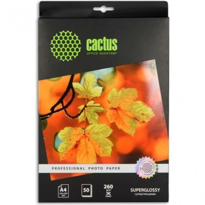 Фотобумага CACTUS Prof A4, 260г/м2, 50л, белая CS-HGA426050 Фотобумага CACTUS Prof A4, 260г/м2, 50л, белая CS-HGA426050