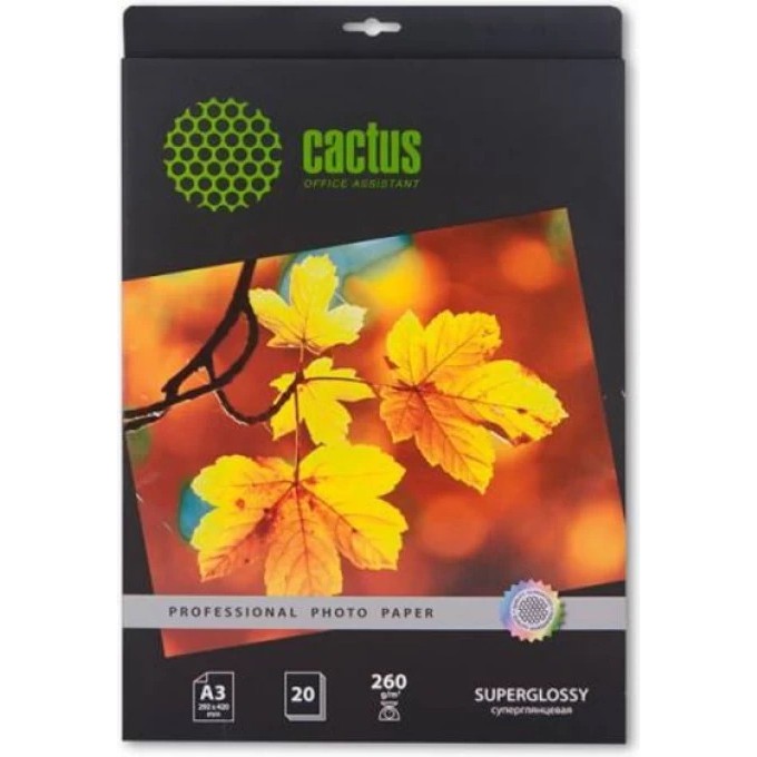 Фотобумага CACTUS Prof , формат A3, 260г/м2, белая CS-HGA326020 Фотобумага CACTUS Prof , формат A3, 260г/м2, белая CS-HGA326020