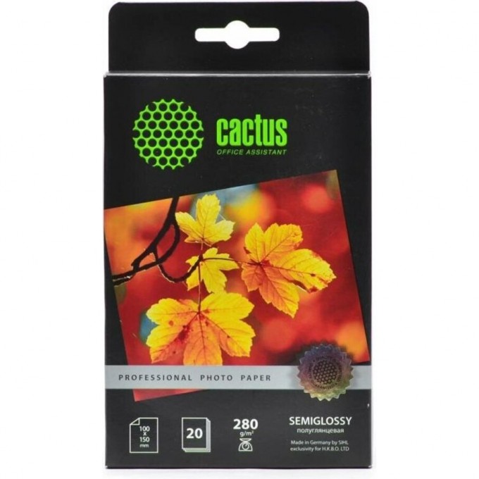 Фотобумага полуглянцевая CACTUS Prof 10x15, 280г/м2, 20л. CS-SGA628020 Фотобумага полуглянцевая CACTUS Prof 10x15, 280г/м2, 20л. CS-SGA628020