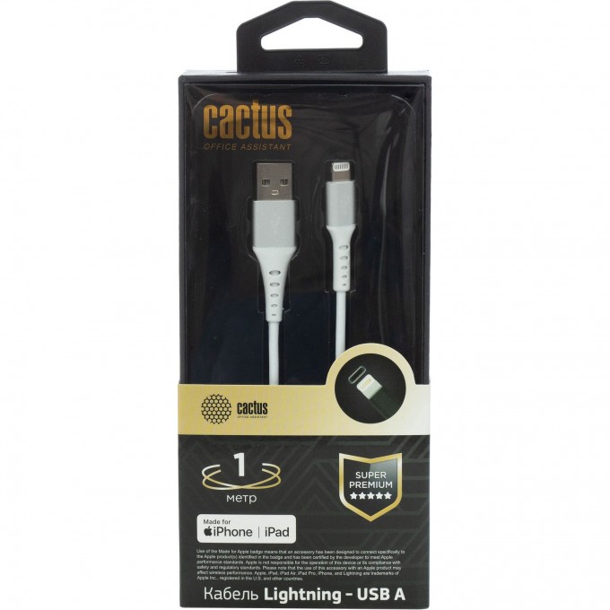 Кабель CACTUS CS-LG.USB.A-1 USB (m)-Lightning (m) 1 м, белый cs-lg-usb-a-1 Кабель CACTUS CS-LG.USB.A-1 USB (m)-Lightning (m) 1 м, белый cs-lg-usb-a-1