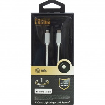 Кабель CACTUS CS-LG.USB.C-1 USB Type-C (m)-Lightning (m) 1 м, белый