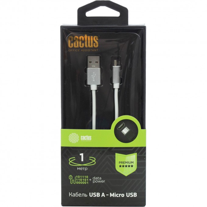 Кабель CACTUS USB Type-C (m)-micro USB (m) 1 м, белый CS-USB.A.USB.MICRO-1 Кабель CACTUS USB Type-C (m)-micro USB (m) 1 м, белый CS-USB.A.USB.MICRO-1
