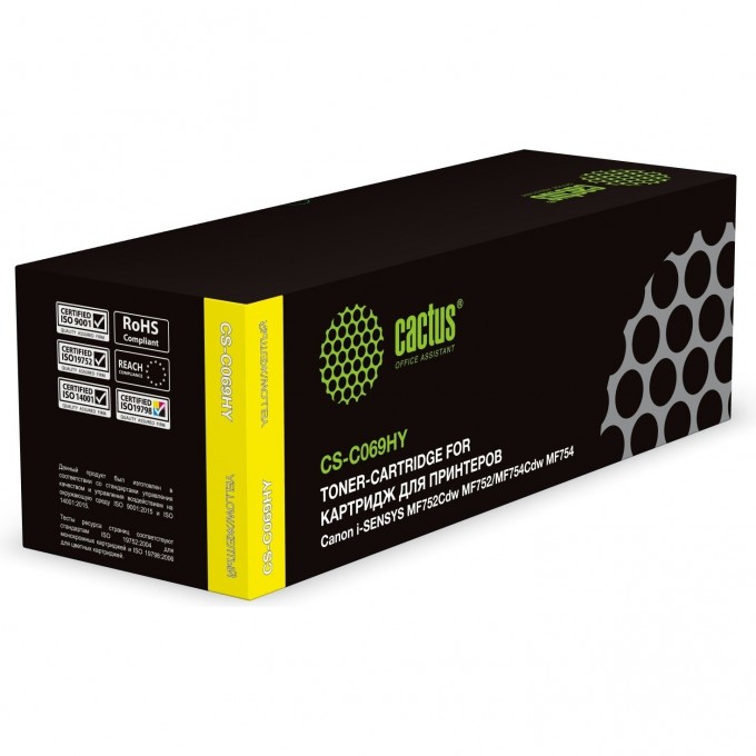 Картридж лазерный CACTUS 069H желтый (5500стр.) для Canon i-SENSYS MF752Cdw MF752/MF754Cdw MF754 CS-C069HY Картридж лазерный CACTUS 069H желтый (5500стр.) для Canon i-SENSYS MF752Cdw MF752/MF754Cdw MF754 CS-C069HY