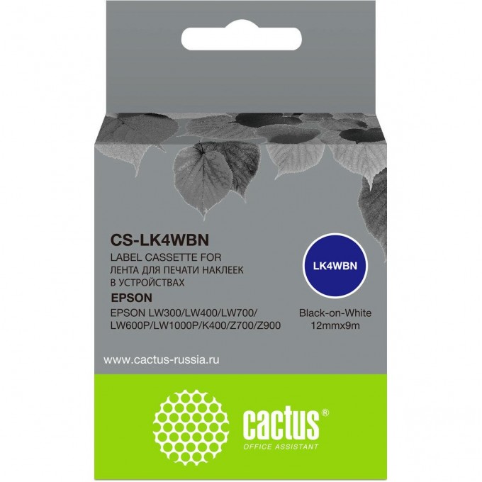Картридж ленточный CACTUS черный для Epson LW300, LW400, LW700, LW600P, LW1000P cs-lk4wbn Картридж ленточный CACTUS черный для Epson LW300, LW400, LW700, LW600P, LW1000P cs-lk4wbn