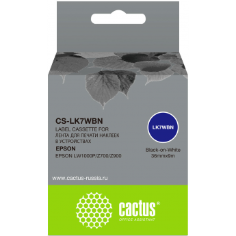 Картридж ленточный CACTUS CS-LK7WBN для Epson LW1000P, Z700, Z900, черный Картридж ленточный CACTUS CS-LK7WBN для Epson LW1000P, Z700, Z900, черный