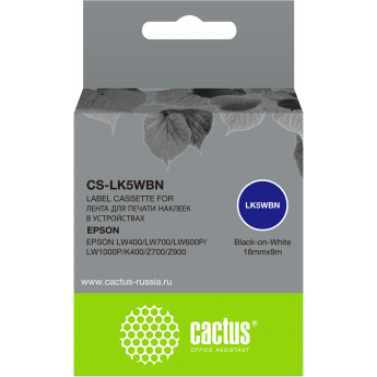Картридж ленточный CACTUS CS-LK5WBN для Epson LW300, LW400, LW700, LW600P, LW1000P, черный Картридж ленточный CACTUS CS-LK5WBN для Epson LW300, LW400, LW700, LW600P, LW1000P, черный