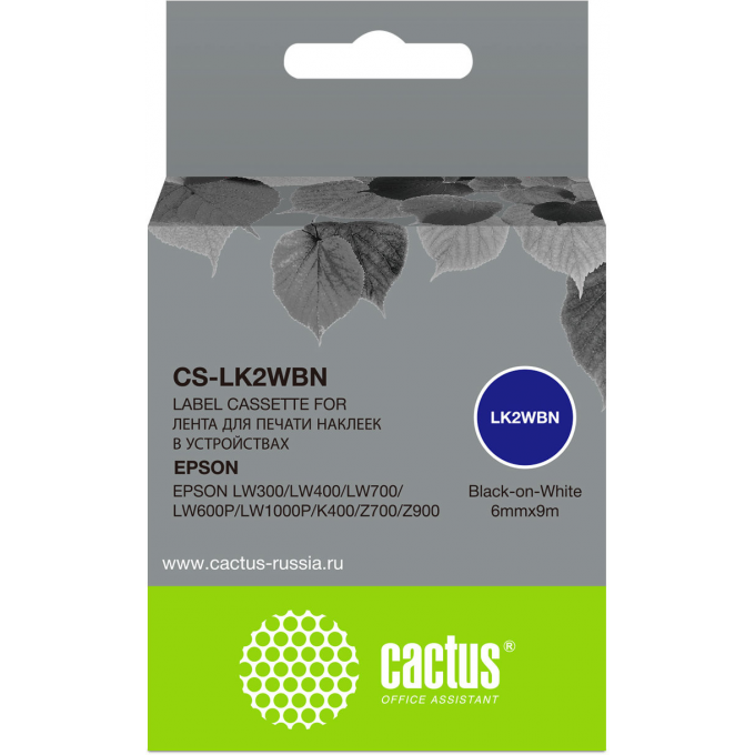Картридж ленточный CACTUS для Epson LW300, LW400, LW700, LW600P, LW1000P, K400, Z700, Z900, черный cs-lk2wbn Картридж ленточный CACTUS для Epson LW300, LW400, LW700, LW600P, LW1000P, K400, Z700, Z900, черный cs-lk2wbn