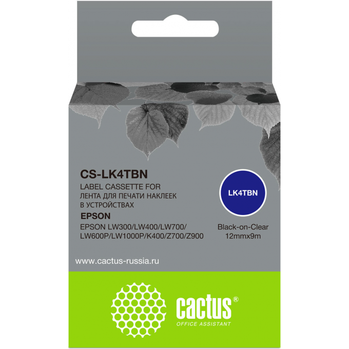 Картридж ленточный CACTUS для Epson LW300, LW400, LW700, LW600P, LW1000P, K400, Z700, Z900, черный cs-lk4tbn Картридж ленточный CACTUS для Epson LW300, LW400, LW700, LW600P, LW1000P, K400, Z700, Z900, черный cs-lk4tbn