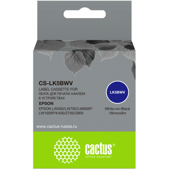 Картридж ленточный CACTUS CS-LK5BWV для Epson LW400, LW700, LW600P, LW1000P, K400, Z700, Z900, черный Картридж ленточный CACTUS CS-LK5BWV для Epson LW400, LW700, LW600P, LW1000P, K400, Z700, Z900, черный