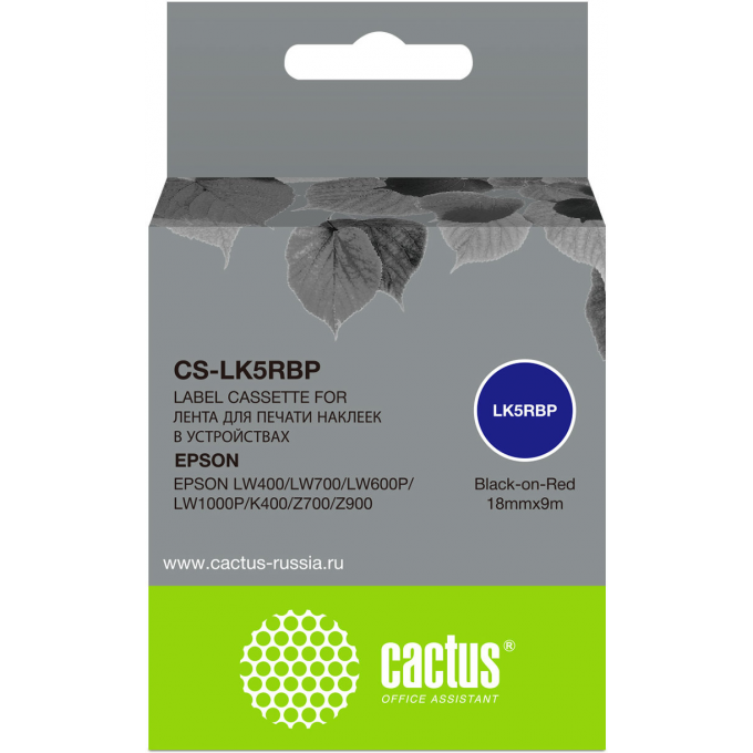 Картридж ленточный CACTUS для Epson LW400, LW700, LW600P, LW1000P, K400, Z700, Z900, черный cs-lk5rbp Картридж ленточный CACTUS для Epson LW400, LW700, LW600P, LW1000P, K400, Z700, Z900, черный cs-lk5rbp
