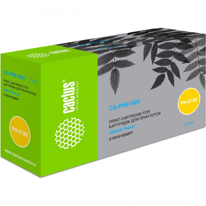 Лазерный картридж CACTUS (113R00723) для Xerox Phaser 6180, 6180dn, 6180 MFP, 6180n, 6180vn, голубой, увеличенной емкости, 6 000 стр. CS-PH6180C Лазерный картридж CACTUS (113R00723) для Xerox Phaser 6180, 6180dn, 6180 MFP, 6180n, 6180vn, голубой, увеличенной емкости, 6 000 стр. CS-PH6180C