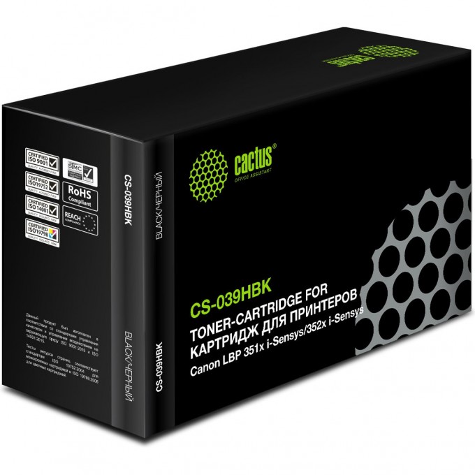 Лазерный картридж CACTUS (Cartridge 039H) для Canon LBP 351x i-Sensys, 352x i-Sens, черный, 25 000 стр. CS-039HBK Лазерный картридж CACTUS (Cartridge 039H) для Canon LBP 351x i-Sensys, 352x i-Sens, черный, 25 000 стр. CS-039HBK