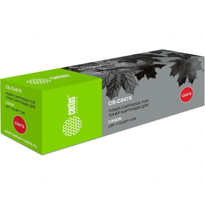 Лазерный картридж CACTUS (Cartridge 047) для Canon LBP 112 i-Sensys, LBP 113w i-Sensys, MF 112 i-Sensys, MF 113w i-Sensys, черный, увеличенной емкости, 4 000 стр. CS-C047X Лазерный картридж CACTUS (Cartridge 047) для Canon LBP 112 i-Sensys, LBP 113w i-Sensys, MF 112 i-Sensys, MF 113w i-Sensys, черный, увеличенной емкости, 4 000 стр. CS-C047X