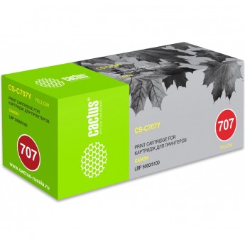 Лазерный картридж CACTUS CS-C707Y (Cartridge 707) для Canon LBP 5000 i-Sensys Laser Shot, 5100 i-Sensys, желтый, 2 000 стр. Лазерный картридж CACTUS CS-C707Y (Cartridge 707) для Canon LBP 5000 i-Sensys Laser Shot, 5100 i-Sensys, желтый, 2 000 стр.