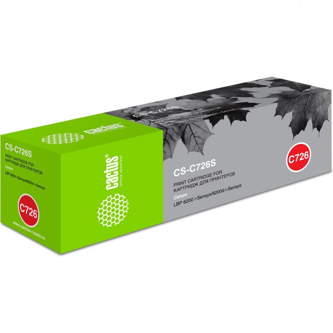 Лазерный картридж CACTUS (Cartridge 726) для Canon LBP 6200 i-Sensys, 6200d i-Sensys, 6200dw i-Sensys, 6230dw i-Sensys, черный, 2 100 стр. CS-C726 Лазерный картридж CACTUS (Cartridge 726) для Canon LBP 6200 i-Sensys, 6200d i-Sensys, 6200dw i-Sensys, 6230dw i-Sensys, черный, 2 100 стр. CS-C726