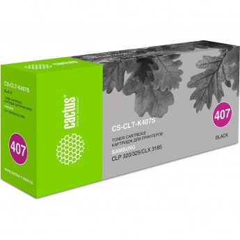Лазерный картридж CACTUS CS-CLT-K407S (CLT-K407S) для Samsung CLP320, 320n, 325, 325w; CLX3180, 3180fn, 3180fw, 3185, 3185fw, 3185n, 3185fn, 3185w, черный, 1 500 стр. Лазерный картридж CACTUS CS-CLT-K407S (CLT-K407S) для Samsung CLP320, 320n, 325, 325w; CLX3180, 3180fn, 3180fw, 3185, 3185fw, 3185n, 3185fn, 3185w, черный, 1 500 стр.