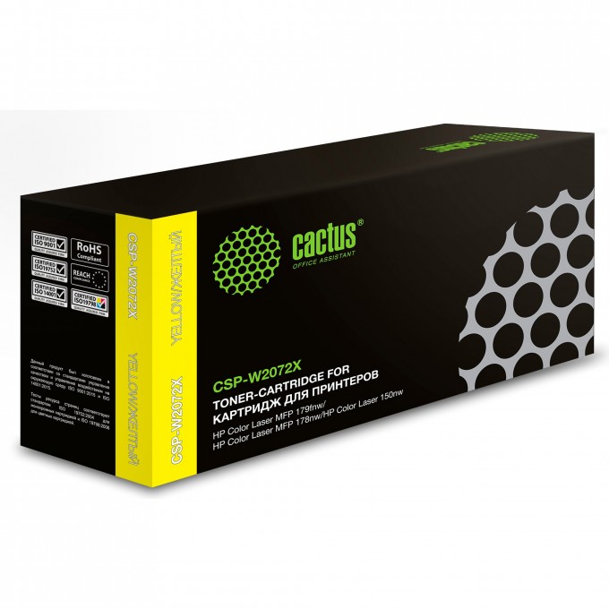Лазерный картридж CACTUS (HP 117X) для HP Color Laser 150a, 150nw, 178nw MFP, 179fnw MFP, желтый, 1 300 стр. CSP-W2072X Лазерный картридж CACTUS (HP 117X) для HP Color Laser 150a, 150nw, 178nw MFP, 179fnw MFP, желтый, 1 300 стр. CSP-W2072X