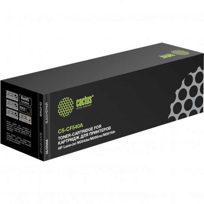 Лазерный картридж CACTUS (HP 203A) для HP Color LaserJet M254dw, M254nw, M280nw, M281fdn, M281fdw, черный, 1 400 стр. CS-CF540A Лазерный картридж CACTUS (HP 203A) для HP Color LaserJet M254dw, M254nw, M280nw, M281fdn, M281fdw, черный, 1 400 стр. CS-CF540A