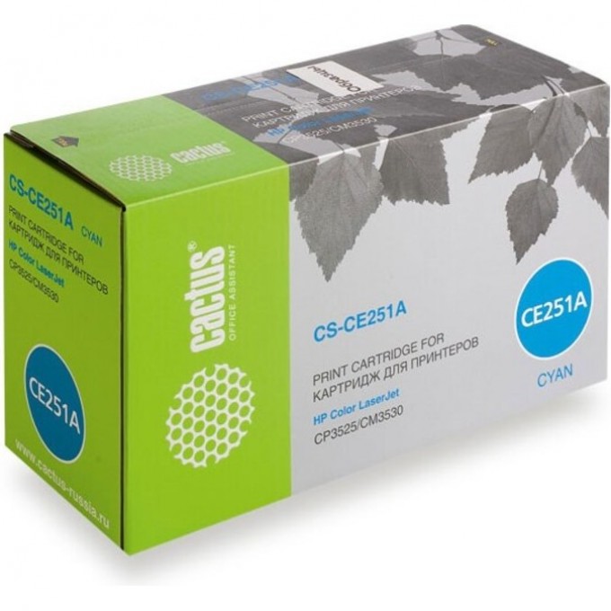 Лазерный картридж CACTUS (HP 504A) для принтеров HP Color LaserJet CM3530, CM3530fs MFP, CP3520, CP3525, CP3525dn, CP3525x, голубой, 7 000 стр. CS-CE251A Лазерный картридж CACTUS (HP 504A) для принтеров HP Color LaserJet CM3530, CM3530fs MFP, CP3520, CP3525, CP3525dn, CP3525x, голубой, 7 000 стр. CS-CE251A